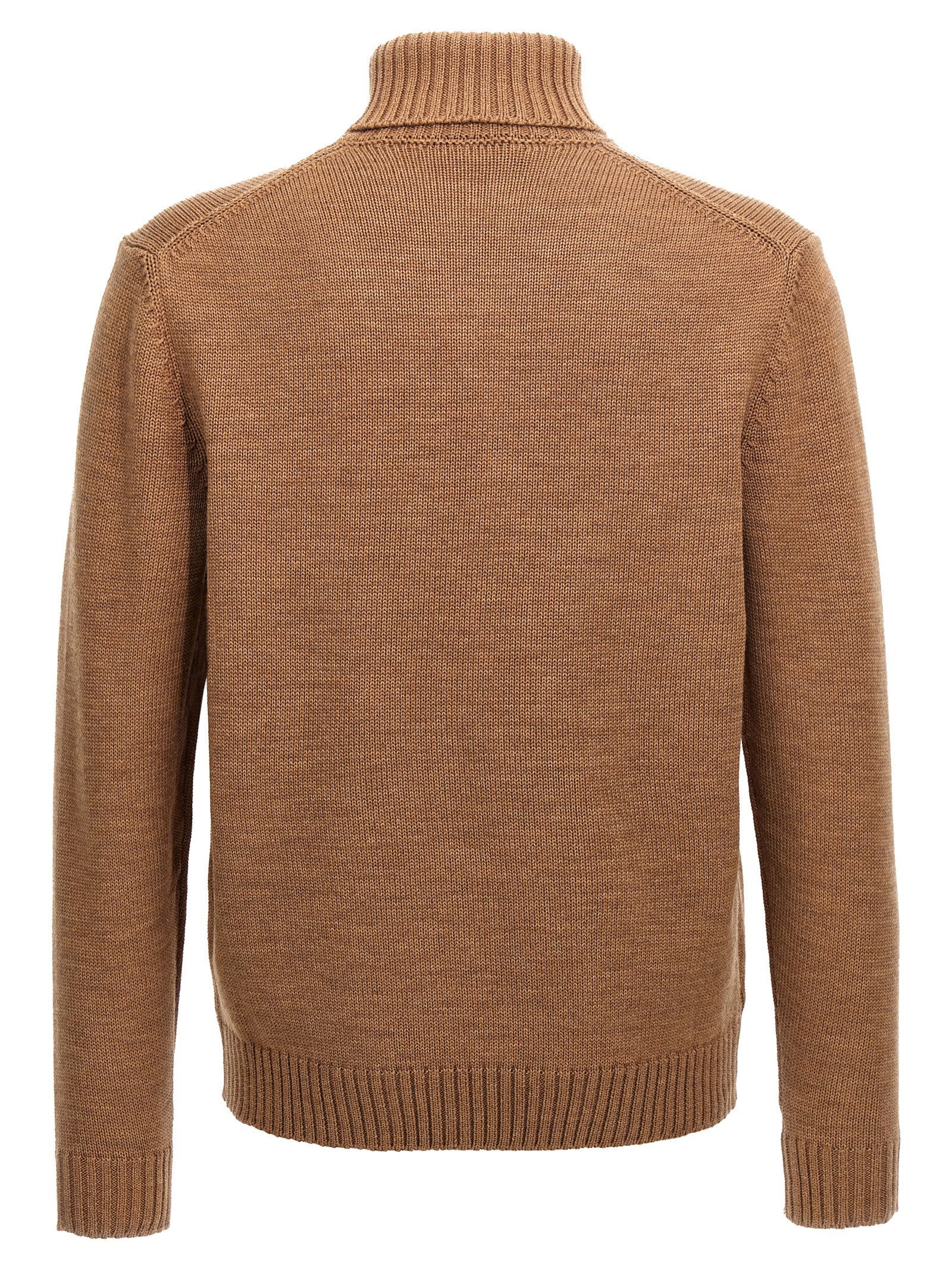 Zanone Wool Turtleneck Sweater — Camel, view 2