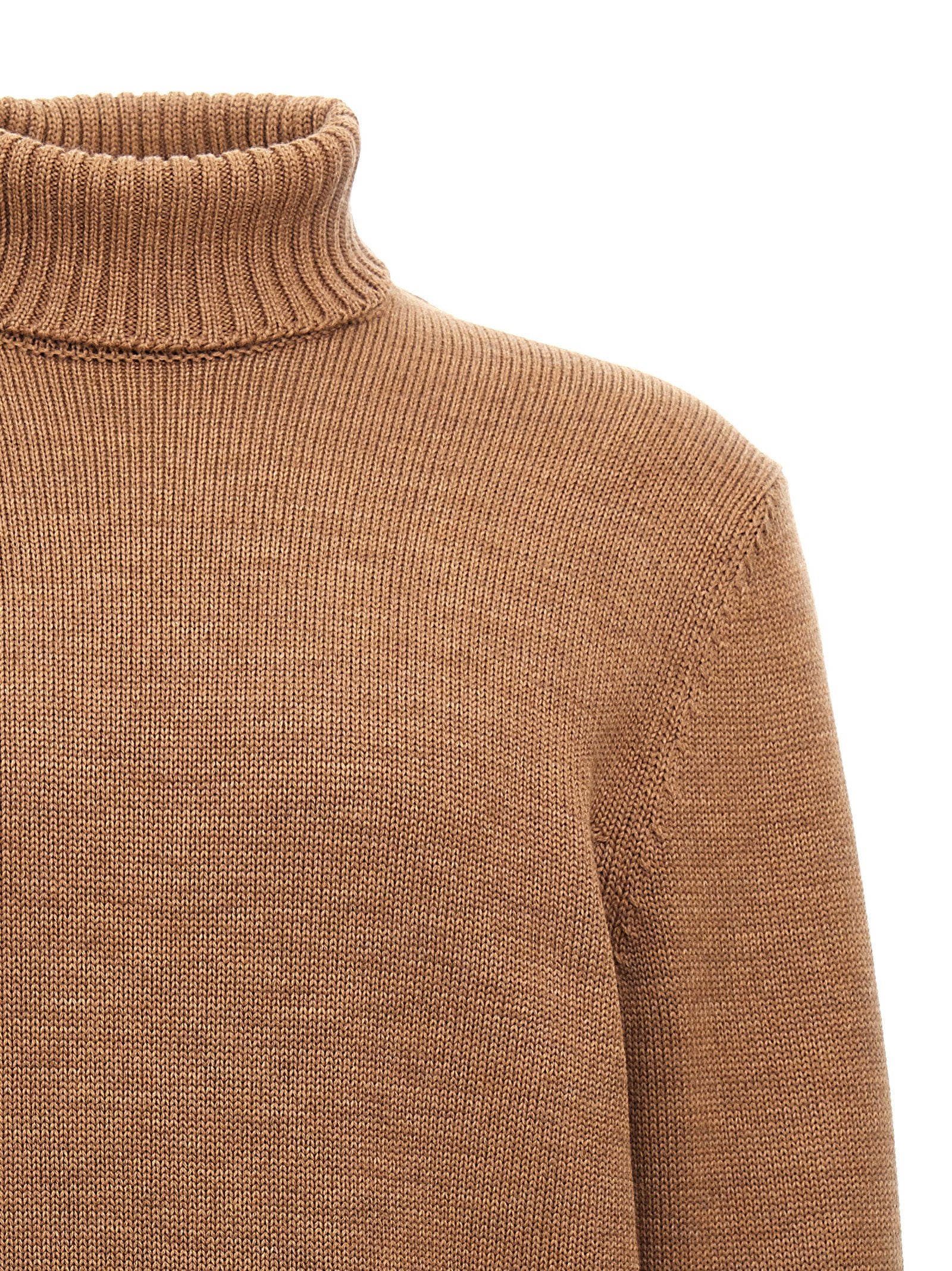 Zanone Wool Turtleneck Sweater — Camel, view 3