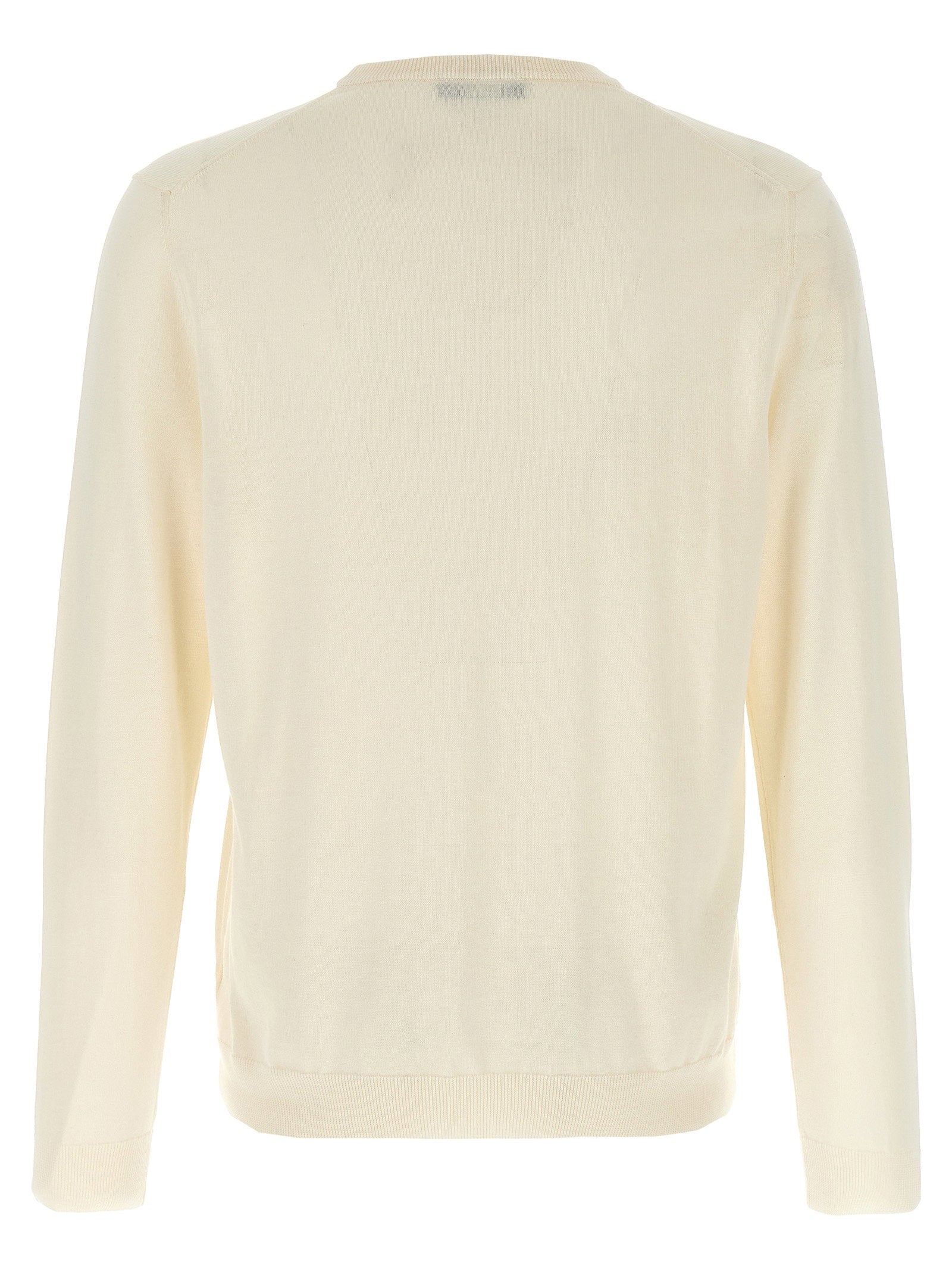Zanone Crew Neck Cotton Sweater — Cream, view 2