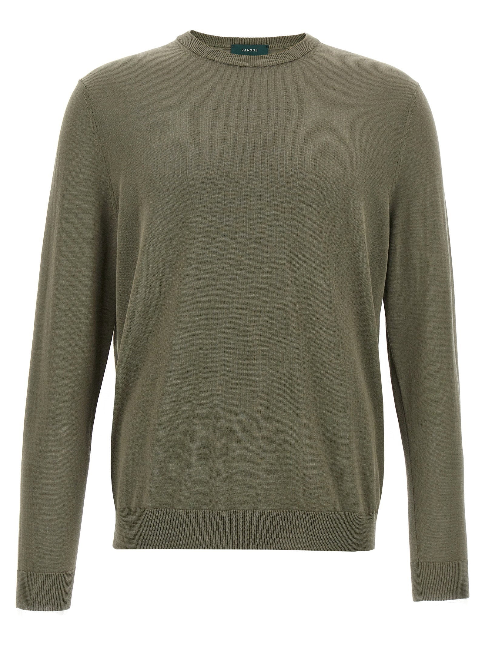Zanone Cotton Crew-Neck Sweater — Green by Zanone