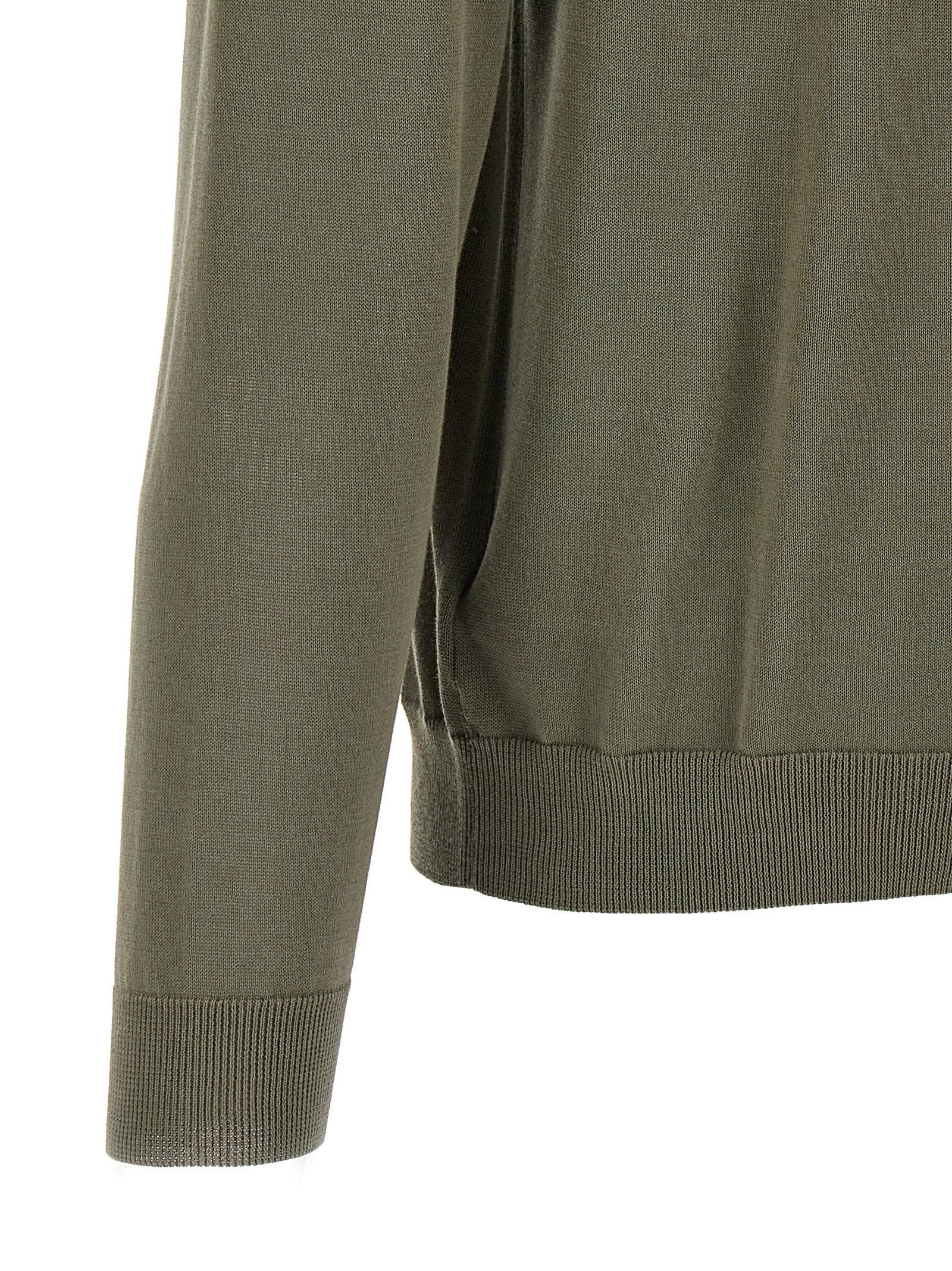 Zanone Cotton Crew-Neck Sweater — Green, view 4