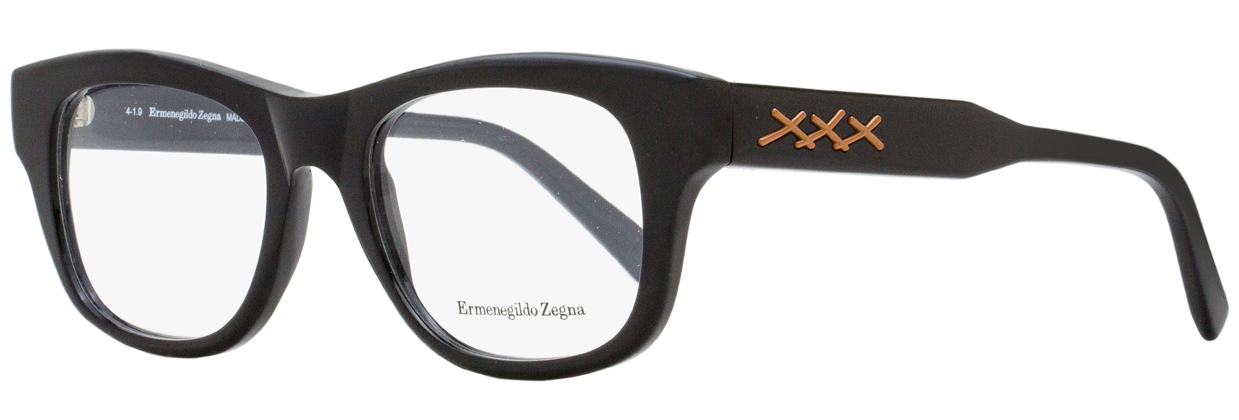 Zegna 5156 Acetate Rectangle Eyeglasses — Black, view 2