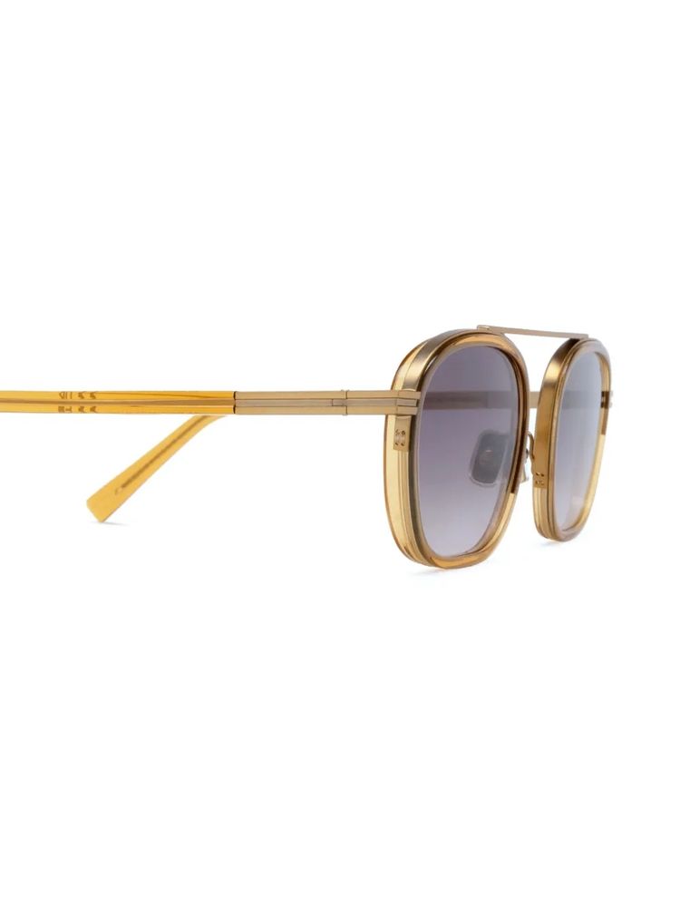 Zegna EZ0231 Round-Frame Sunglasses — Dark Yellow, view 2