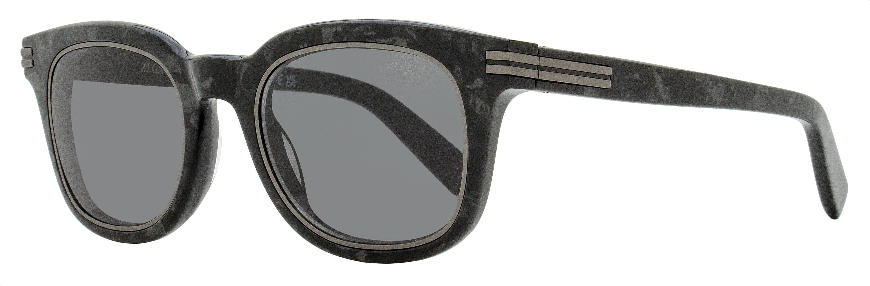 Zegna EZ0238 Acetate Rectangle Frame Sunglasses — Black by Zegna