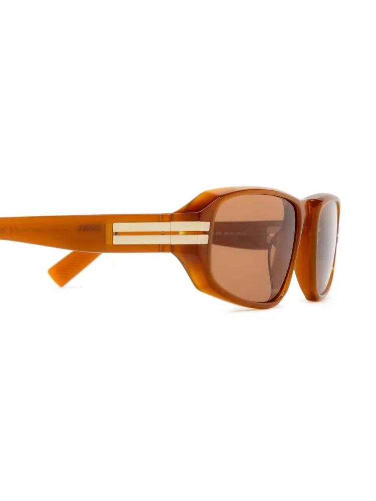 Zegna EZ0262 Rectangle Frame Sunglasses — Orange, view 2