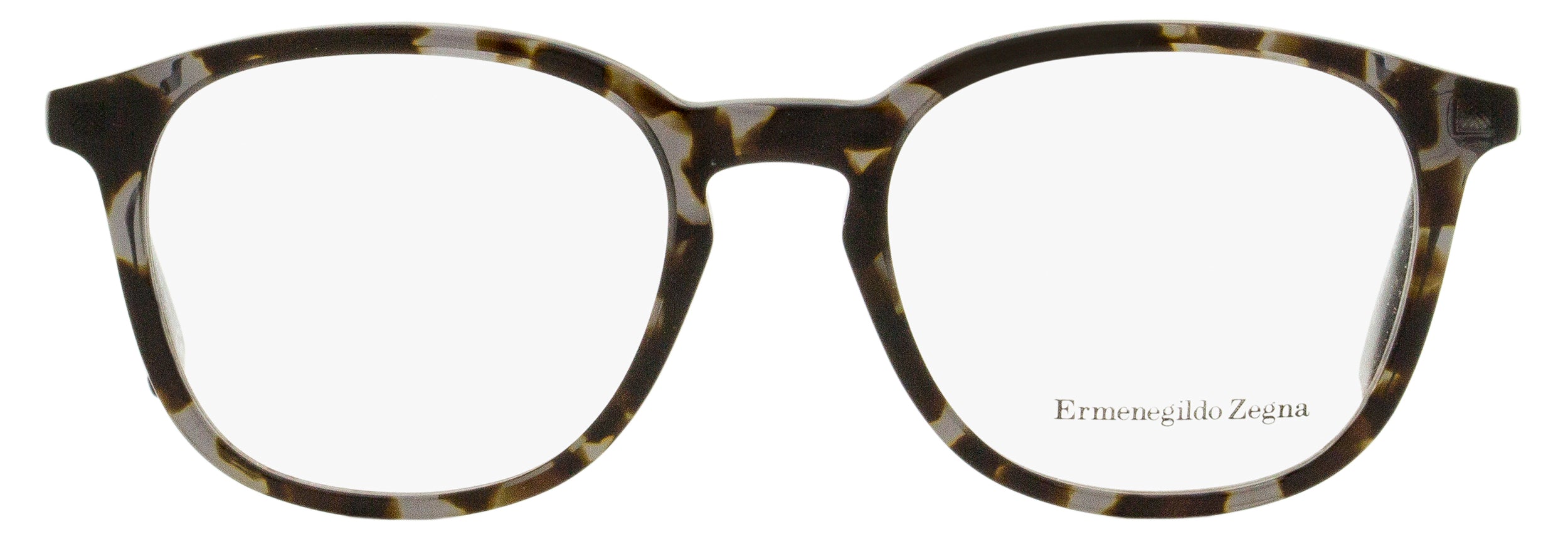 Zegna EZ5140 Acetate Square with Keyhole Bridge Eyeglasses — Gray by Zegna