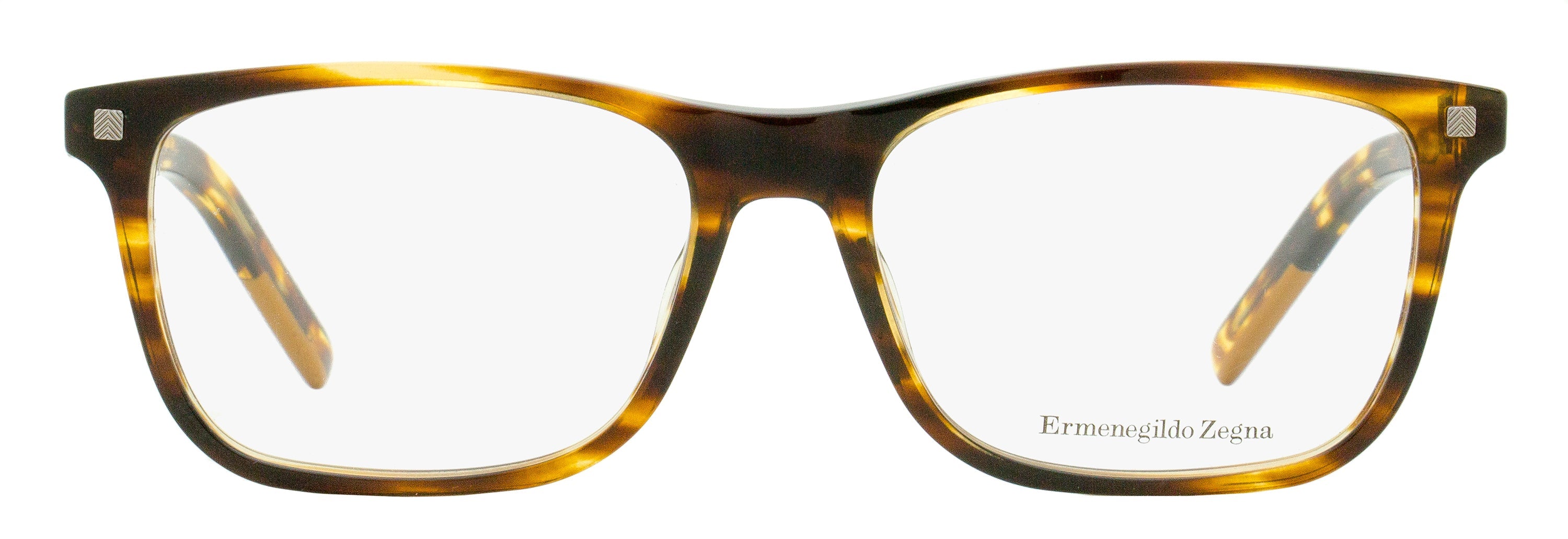 Zegna EZ5187 Rectangular Acetate Eyeglasses — Brown, view 2