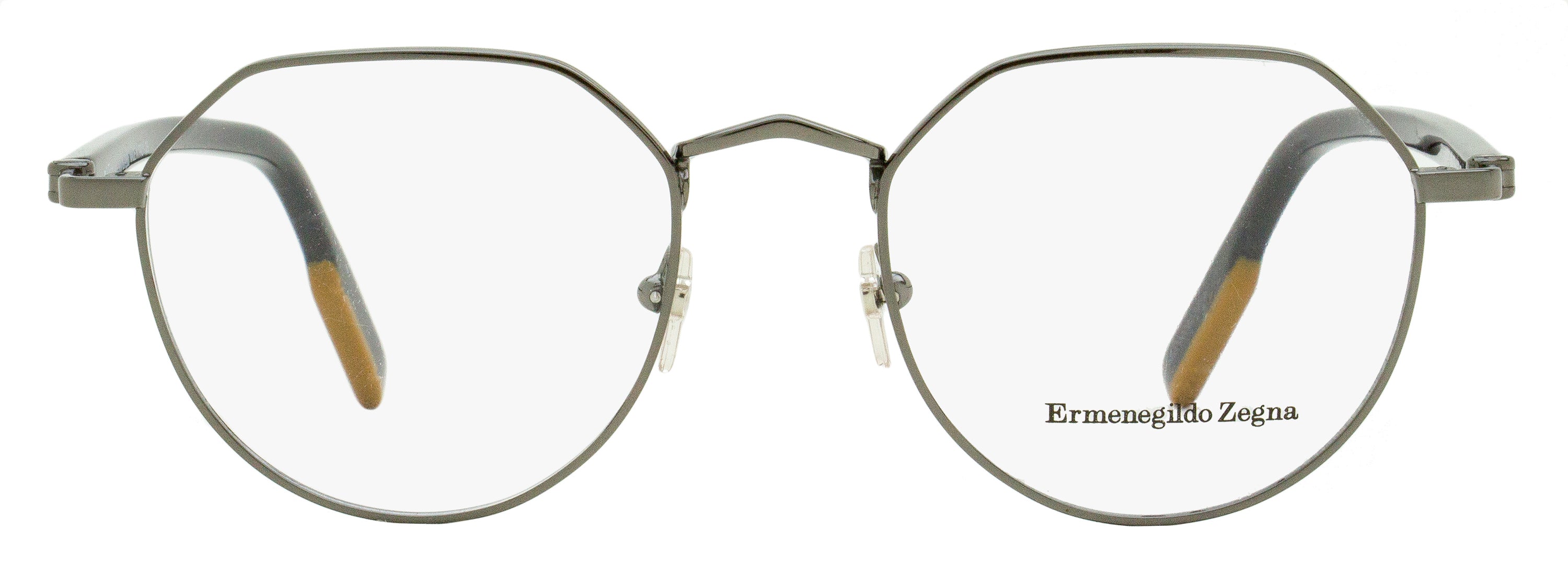 Zegna EZ5238 Geometric Metal Frame Eyeglasses — Gray, view 2
