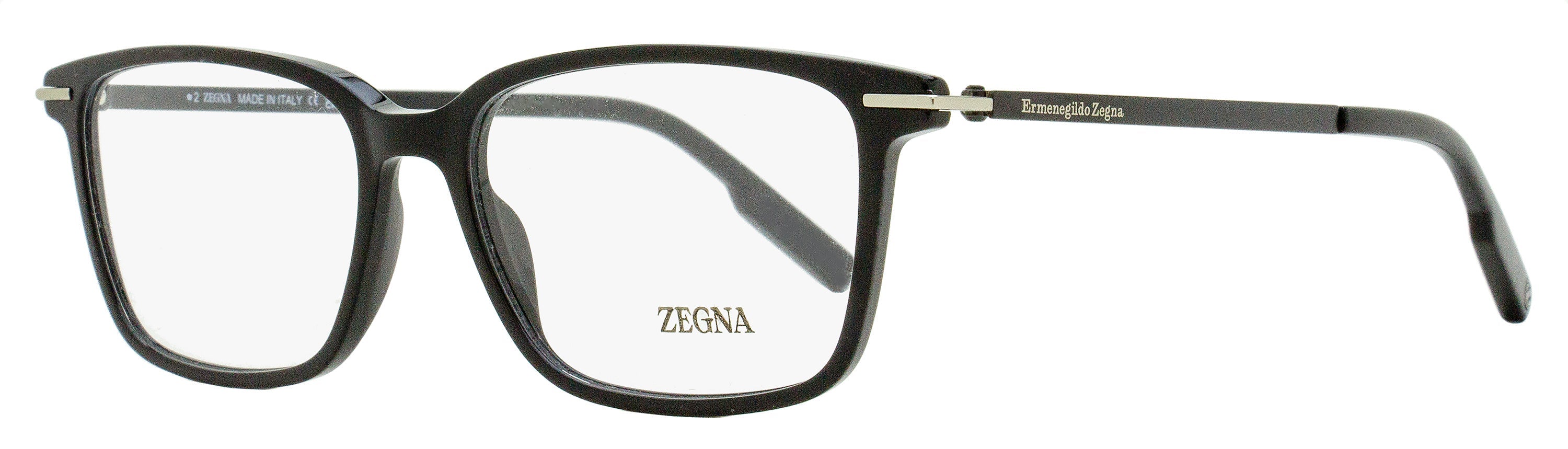 Zegna EZ5246 Acetate Rectangle Eyeglasses — Black by Zegna