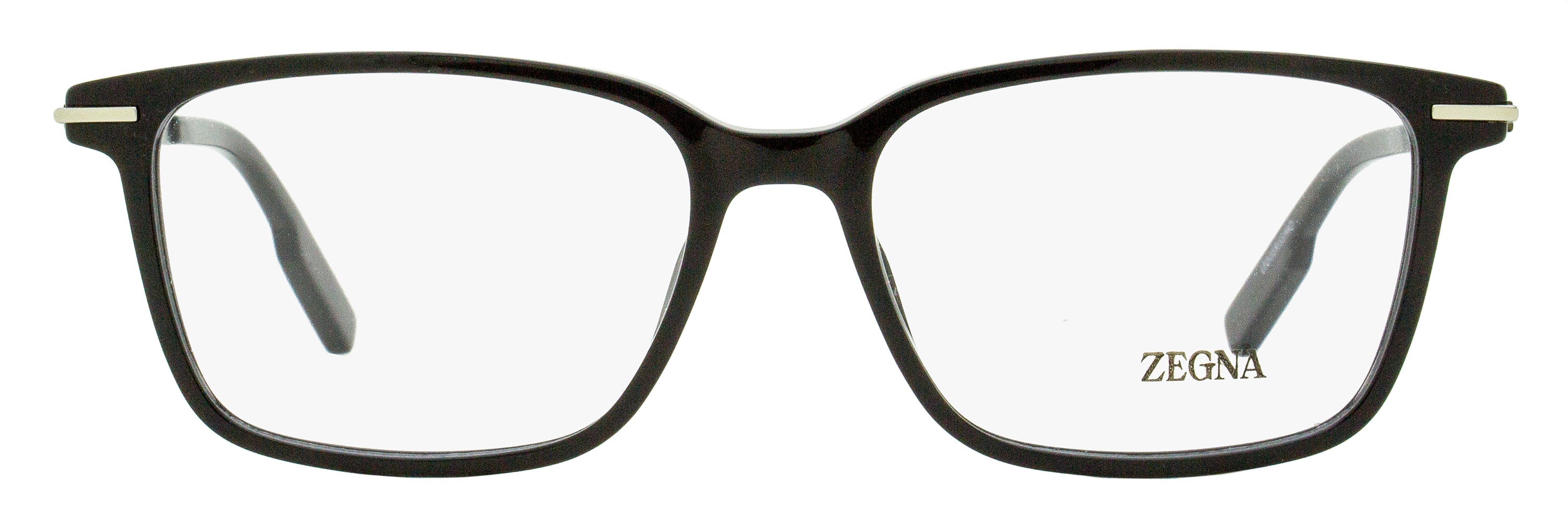 Zegna EZ5246 Acetate Rectangle Eyeglasses — Black, view 2