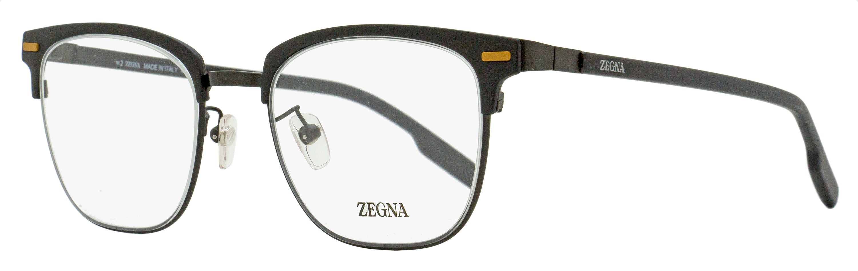 Zegna EZ5250-H Browline Metal Eyeglasses — Black by Zegna