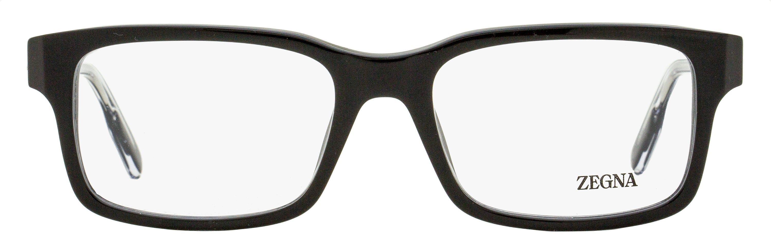 Zegna EZ5254 Soft Rectangular Acetate Eyeglasses — Black, view 2