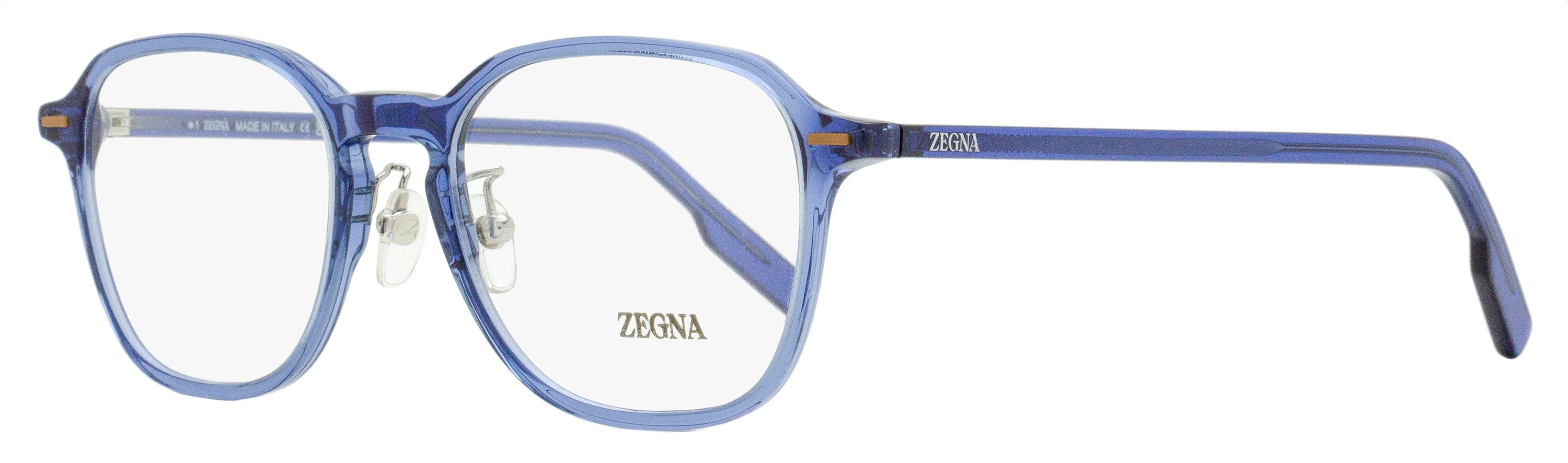 Zegna EZ5255-H Modern Square Acetate Eyeglasses — Blue by Zegna