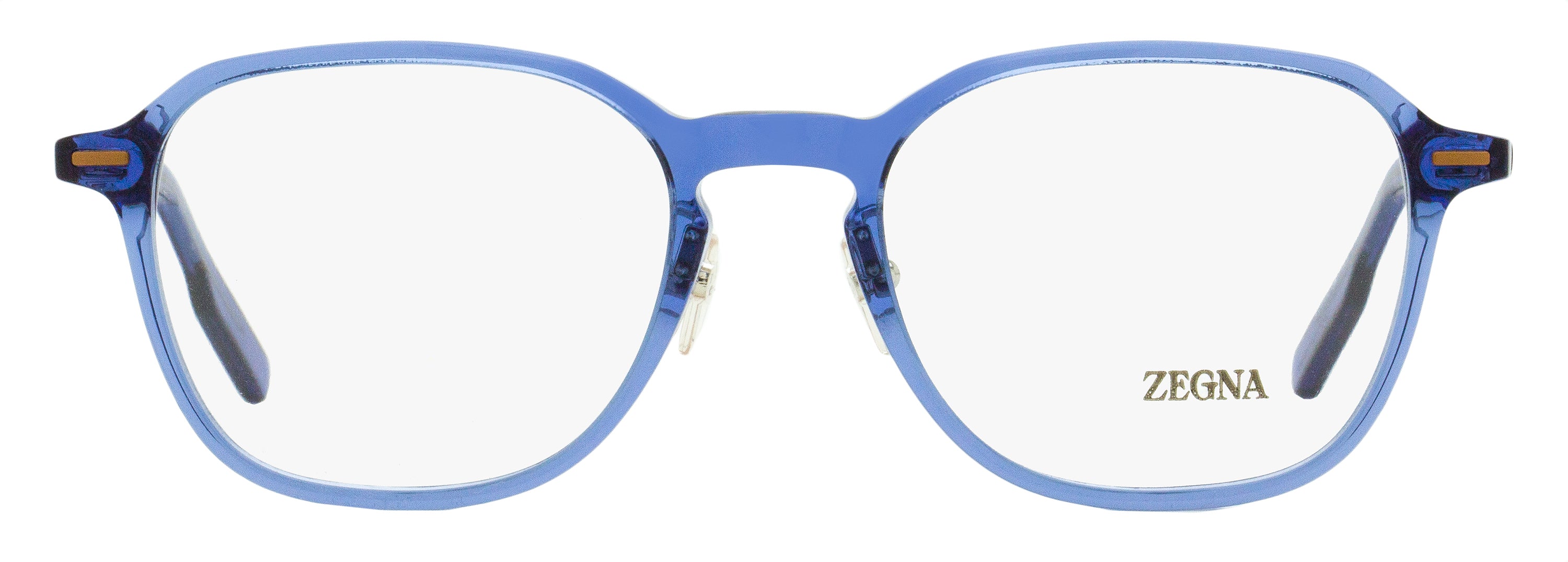 Zegna EZ5255-H Modern Square Acetate Eyeglasses — Blue, view 2