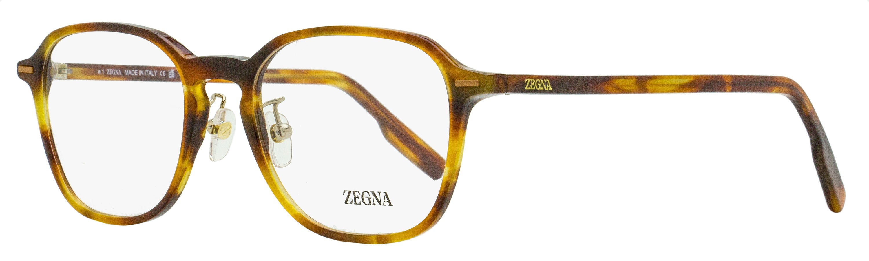 Zegna EZ5255-H Modern Square Acetate Eyeglasses — Havana by Zegna