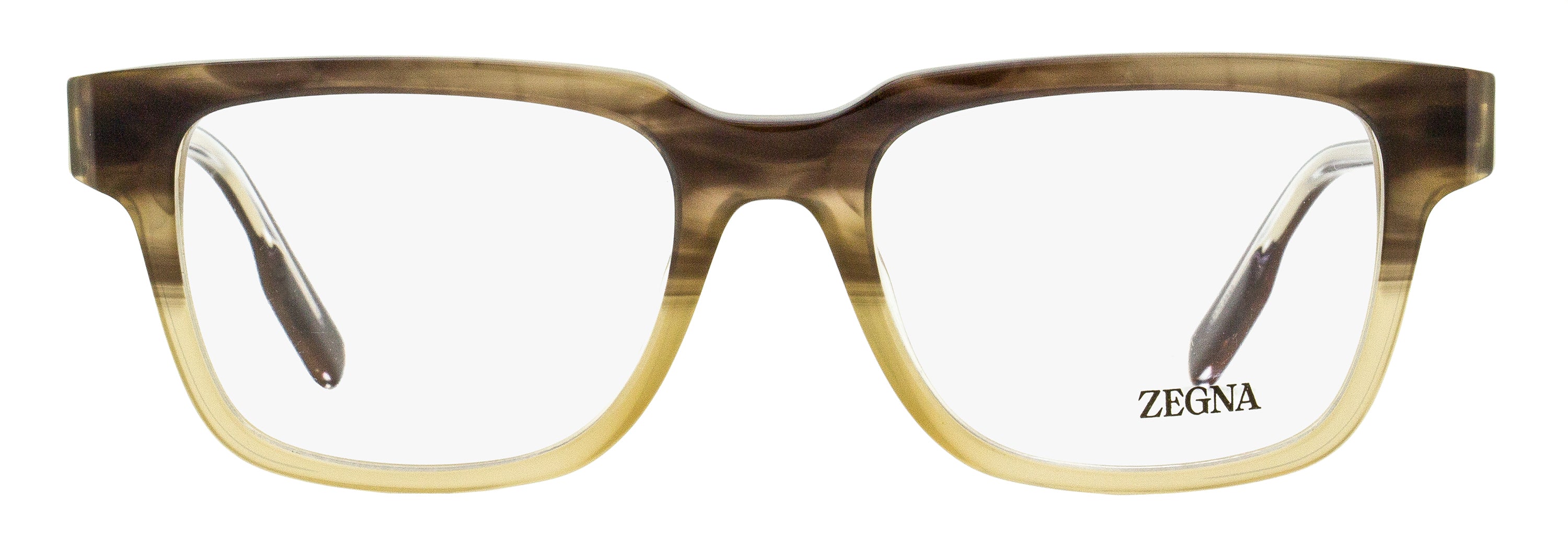 Zegna EZ5260 Retro Rectangular Acetate Eyeglasses — Brown, view 2