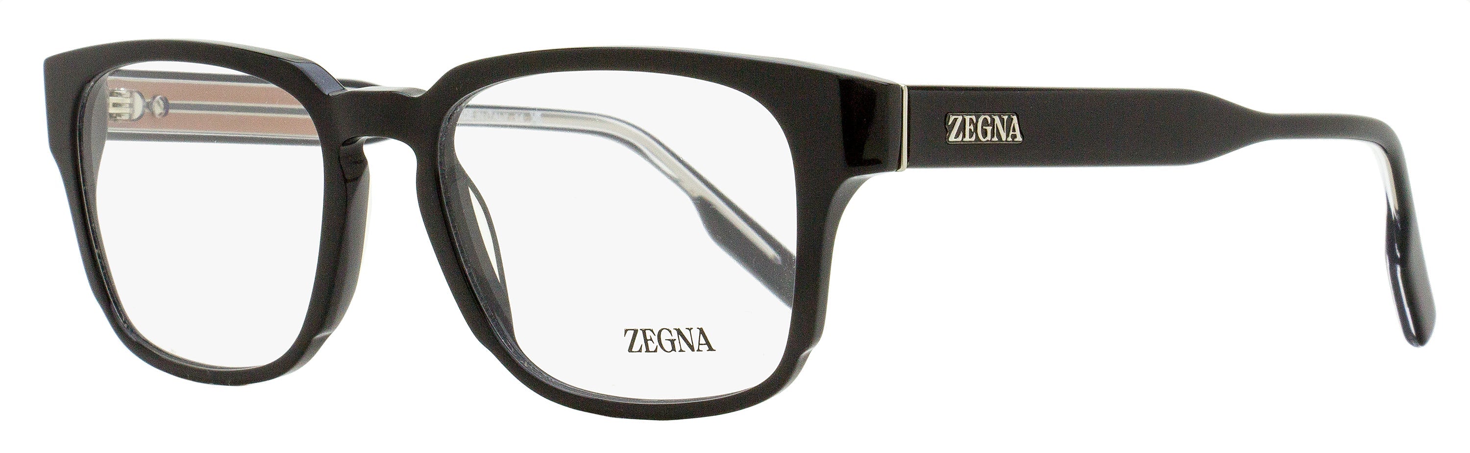 Zegna EZ5262 Keyhole Rectangular Eyeglasses — Black by Zegna