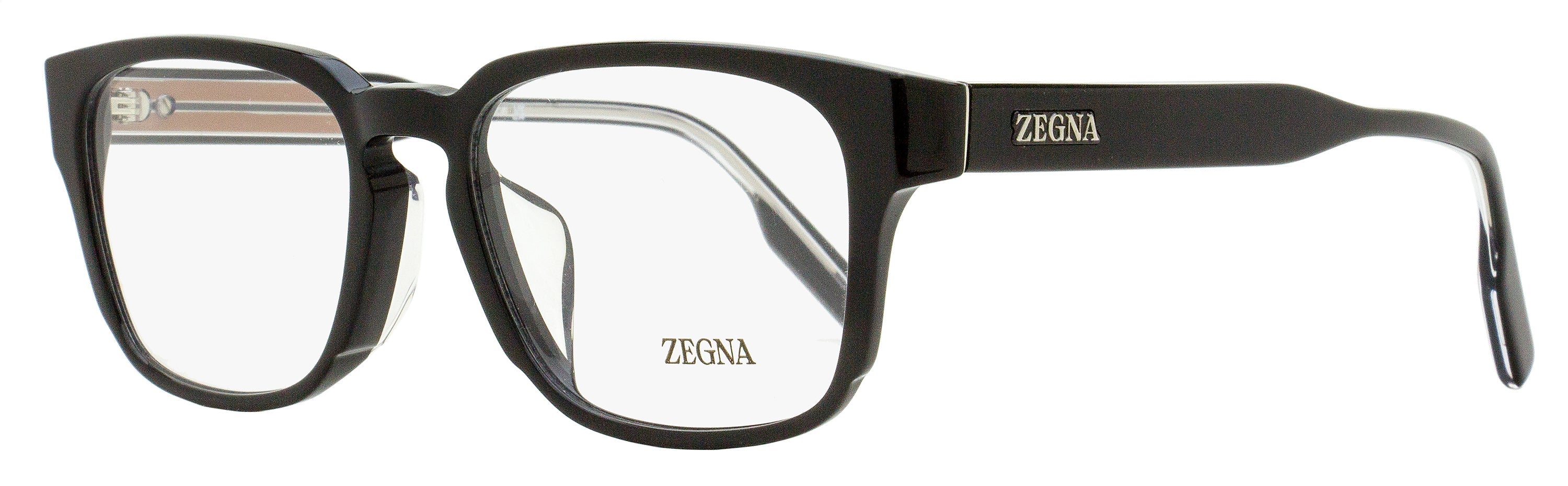 Zegna EZ5262-F Alternative Fit Rectangular Eyeglasses — Black by Zegna