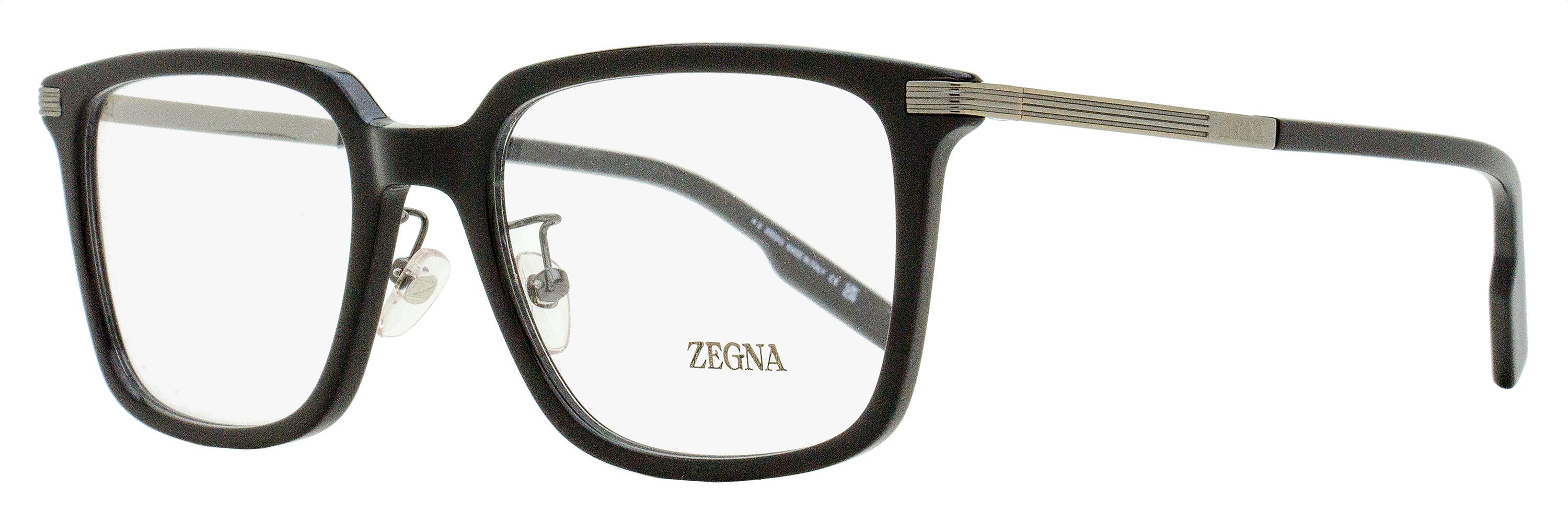 Zegna EZ5265-H Stepped Browline Eyeglasses — Black by Zegna