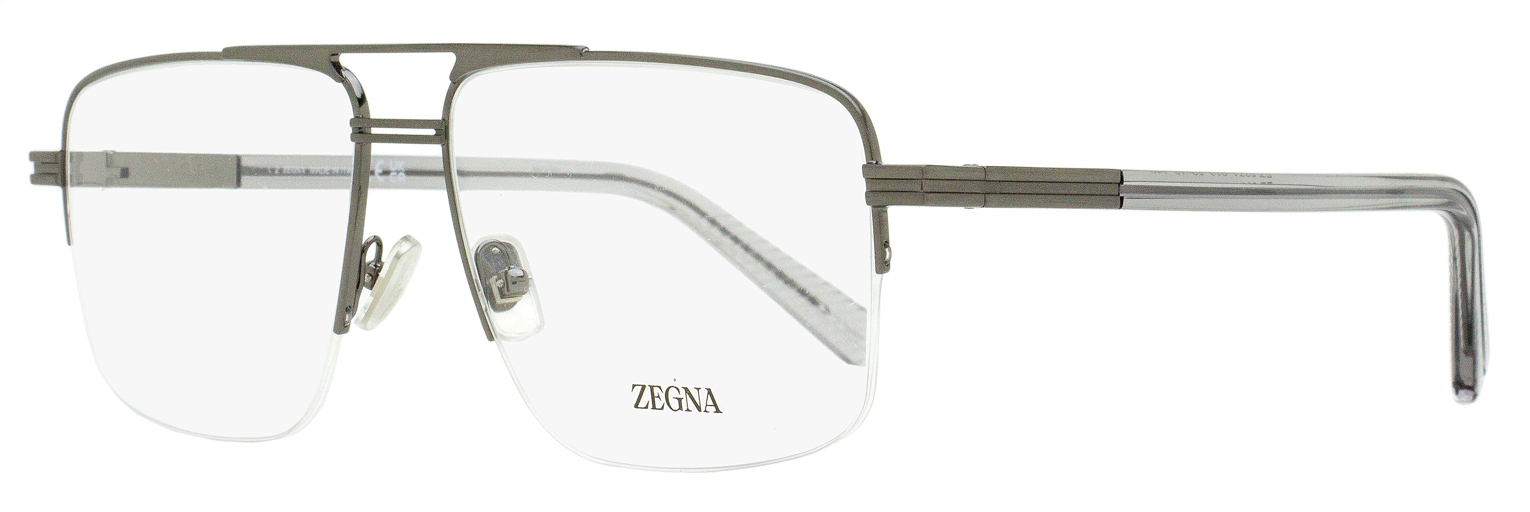 Zegna EZ5274 Rectangular Pilot Metal Eyeglasses — Gray by Zegna