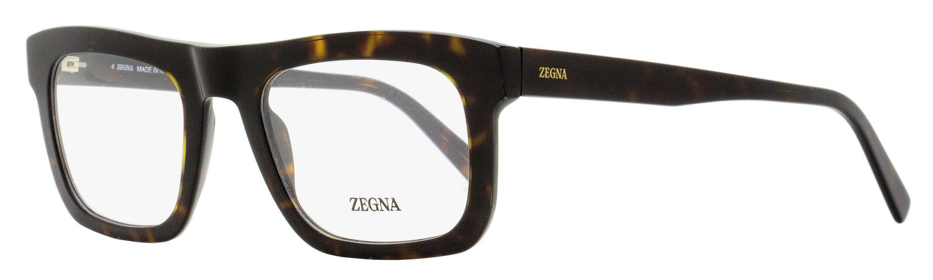 Zegna EZ5276 Bold Rectangular Eyeglasses — Brown by Zegna