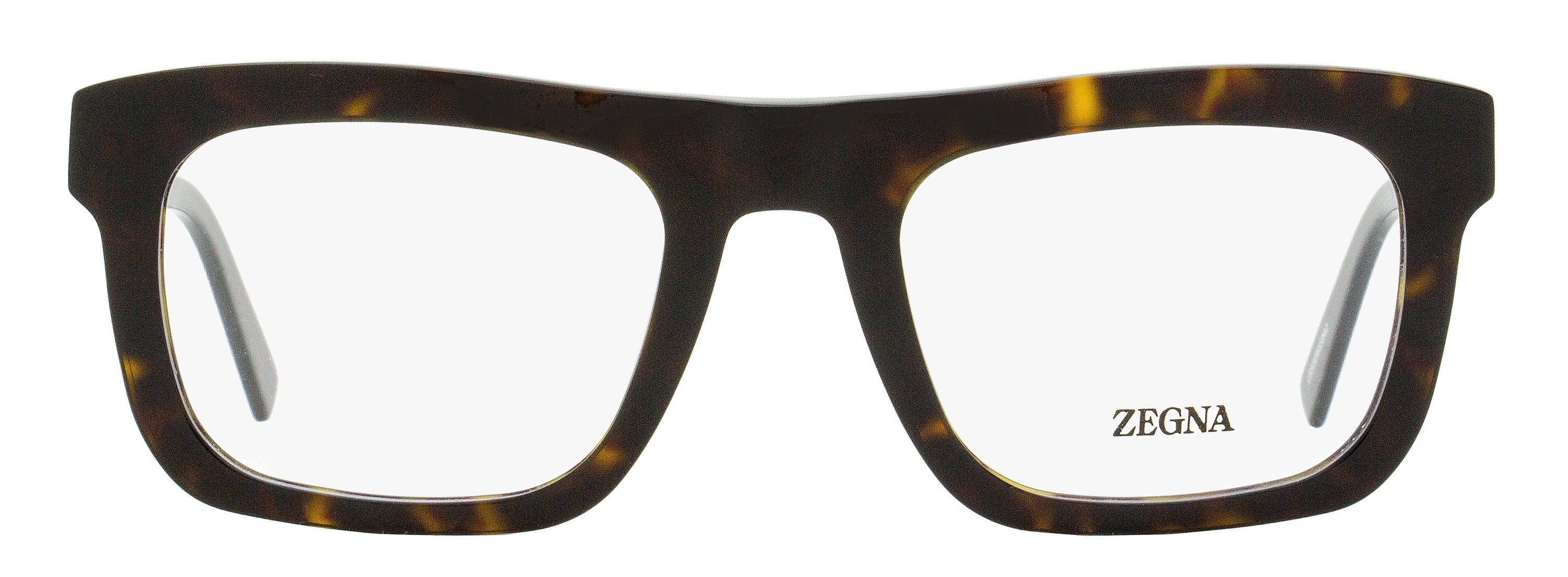 Zegna EZ5276 Bold Rectangular Eyeglasses — Brown, view 2