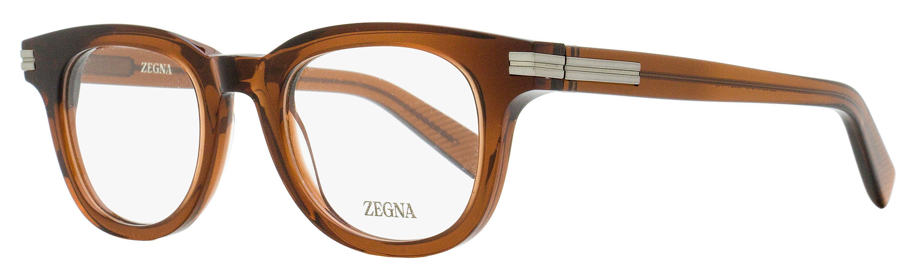 Zegna EZ5279 Thick Oval Acetate Eyeglasses — Brown by Zegna