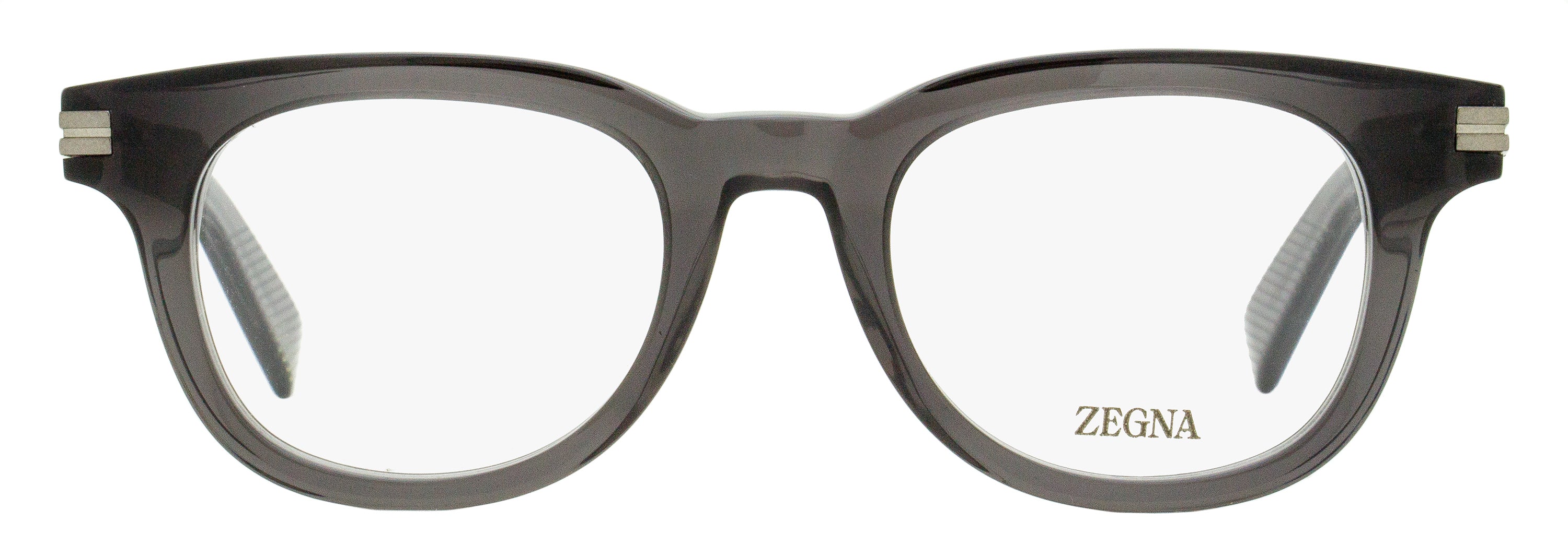 Zegna EZ5279 Thick Oval Acetate Eyeglasses — Gray, view 2