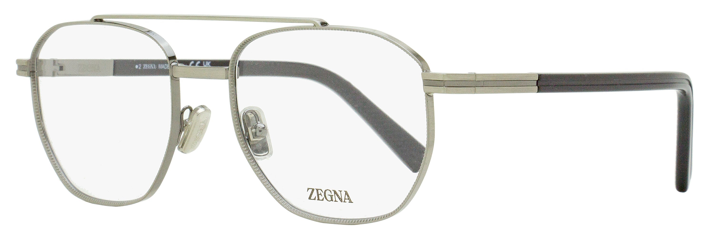 Zegna EZ5285 Geometric Pilot Metal Eyeglasses — Gray by Zegna