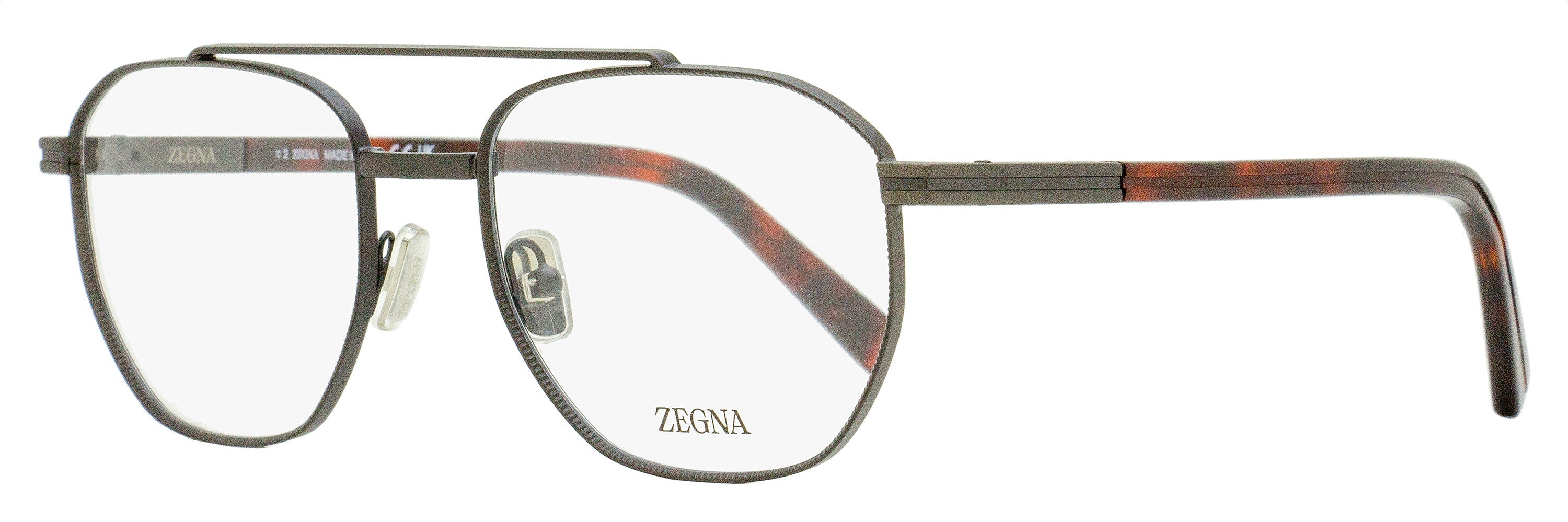 Zegna EZ5285 Geometric Pilot Metal Eyeglasses — Gray by Zegna