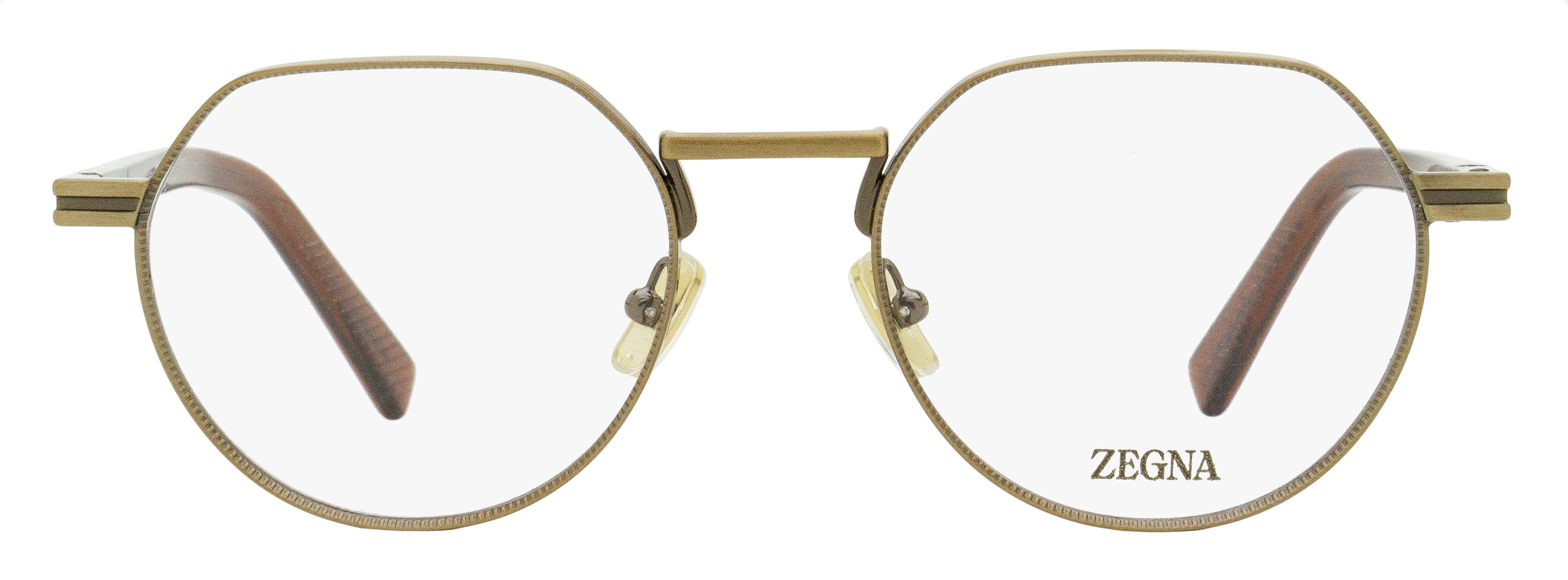 Zegna EZ5286 Rounded Geometric Metal Eyeglasses — Bronze, view 2