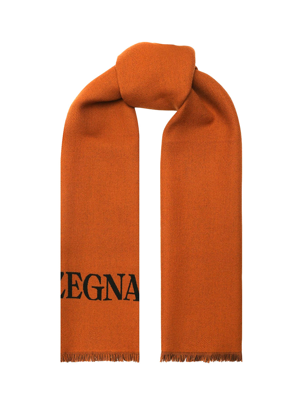 Zegna Logo Wool Scarf — Orange, view 2