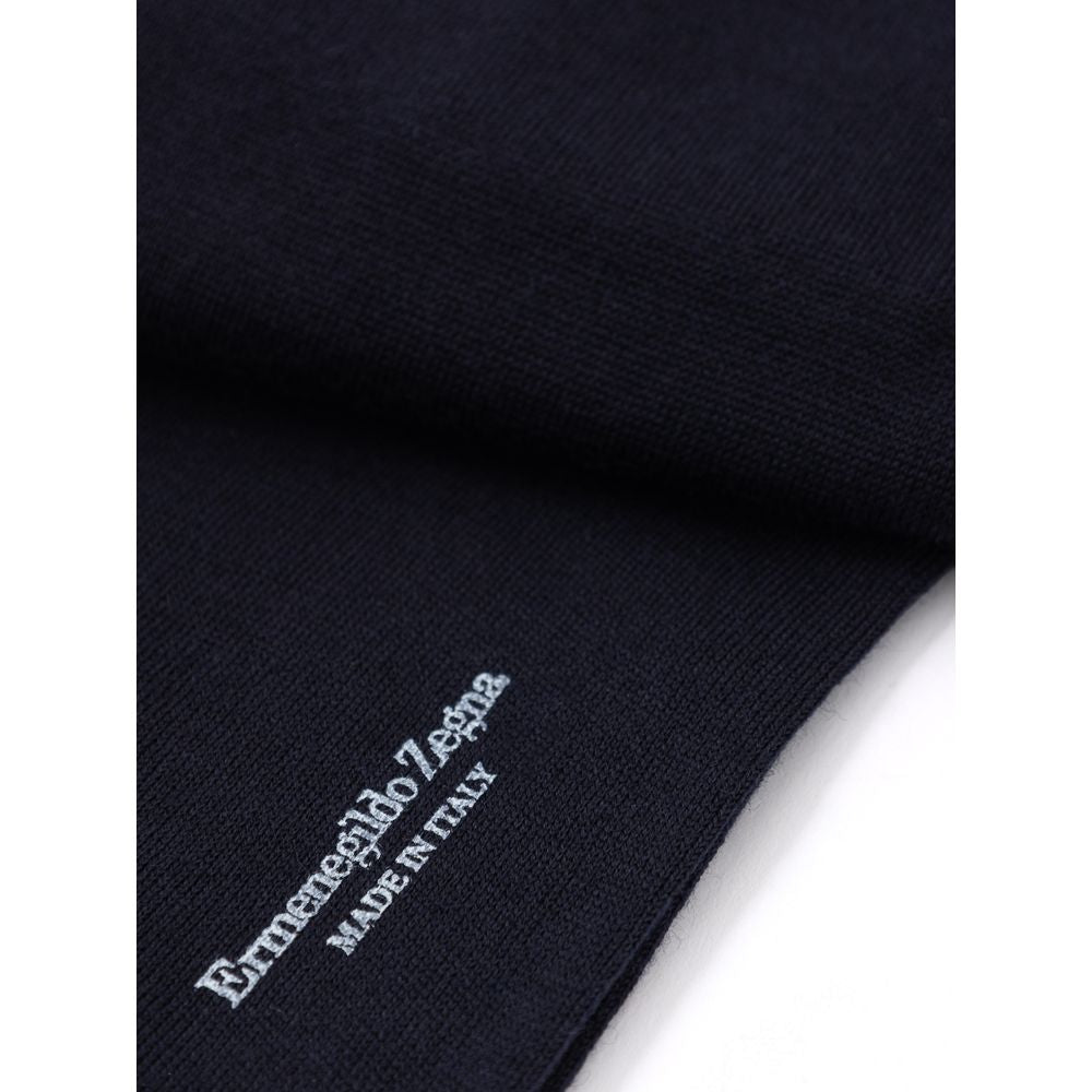Zegna Merino Wool Blend Socks — Navy, view 2