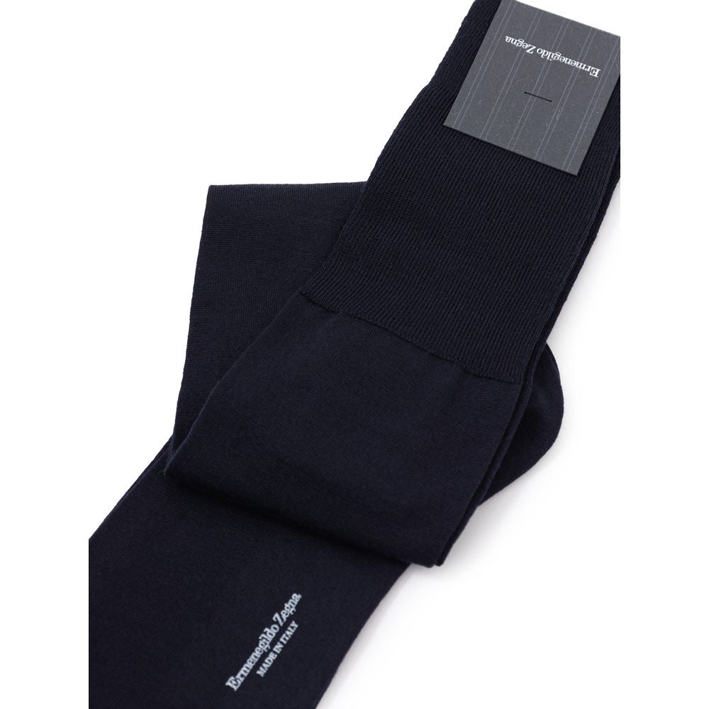 Zegna Merino Wool Blend Socks — Navy, view 3