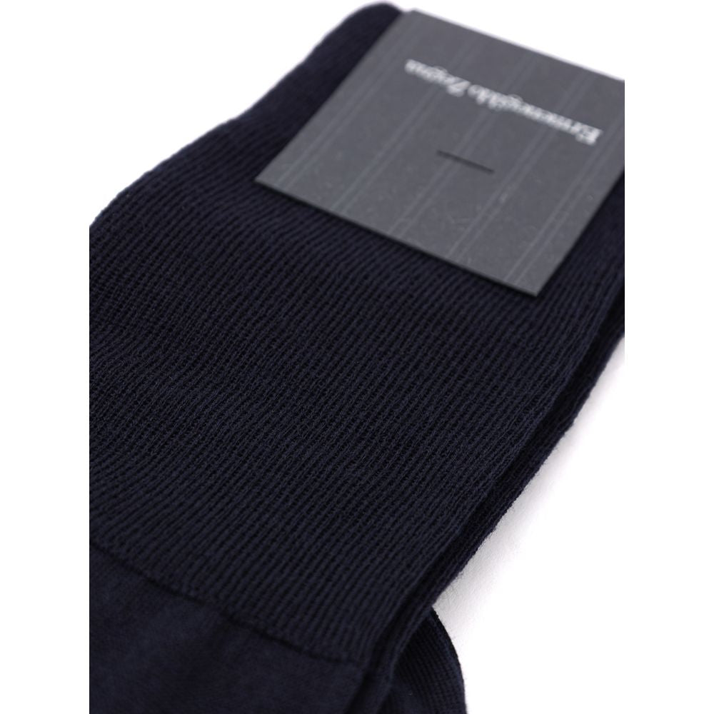Zegna Merino Wool Blend Socks — Navy, view 4